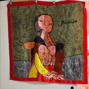 Picasso Inspired Scarf with Red Border​